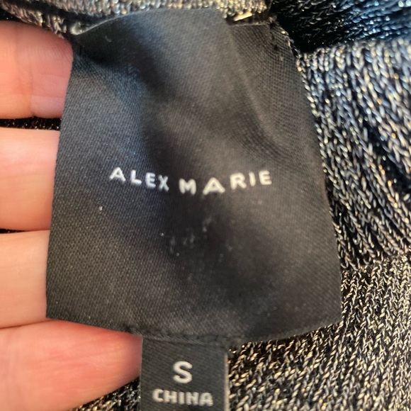 Alex Marie BNWT Ingrid ribbed black & gold metallic stretchy Turtleneck - Picture 6 of 9